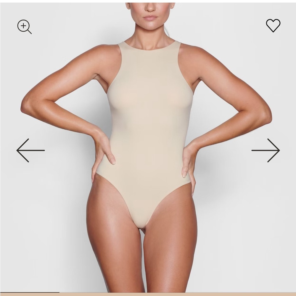 Skims Fits Everybody High Neck Bodysuit in SAND